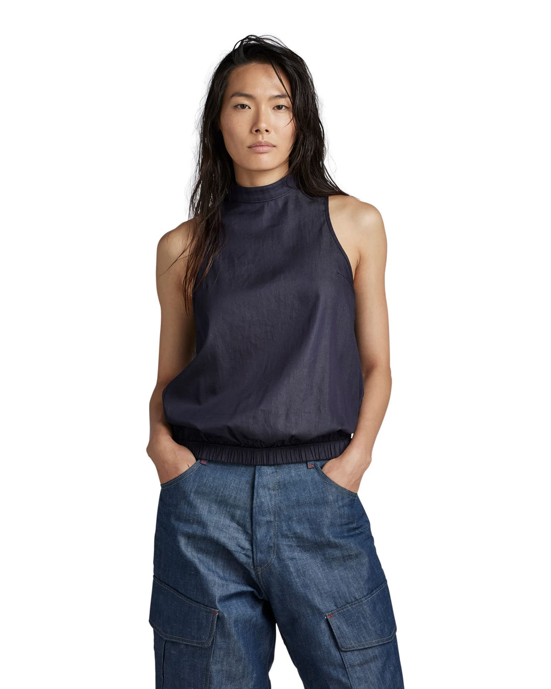 G-STAR RAW Damen Open Back Top Shirts S Blau (Rinsed D23253-c907-082), S Blau (Rinsed D23253-c907-08