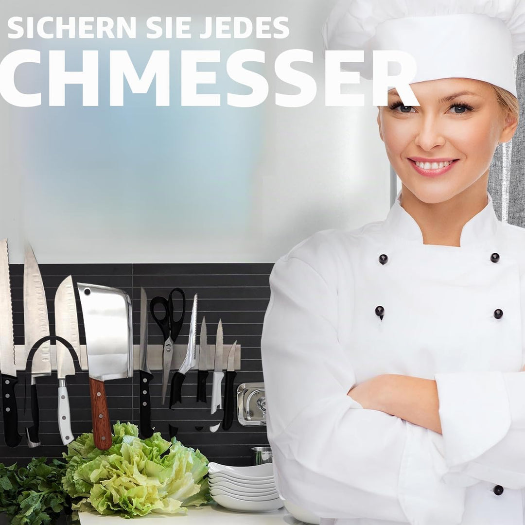 Premium 43cm Magnetleiste Messer für Wand - Extra Starker Messerhalter Magnetisch - Platzsparende Me
