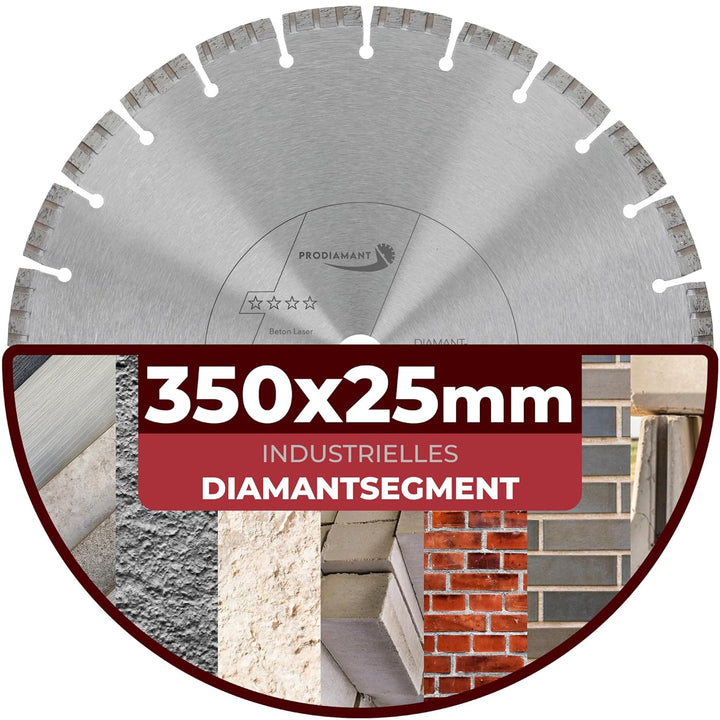 PRODIAMANT Laser Diamanttrennscheibe 350mm x 25,4 Beton Stahlbeton Stein und Ziegel Diamant Turbo-Se