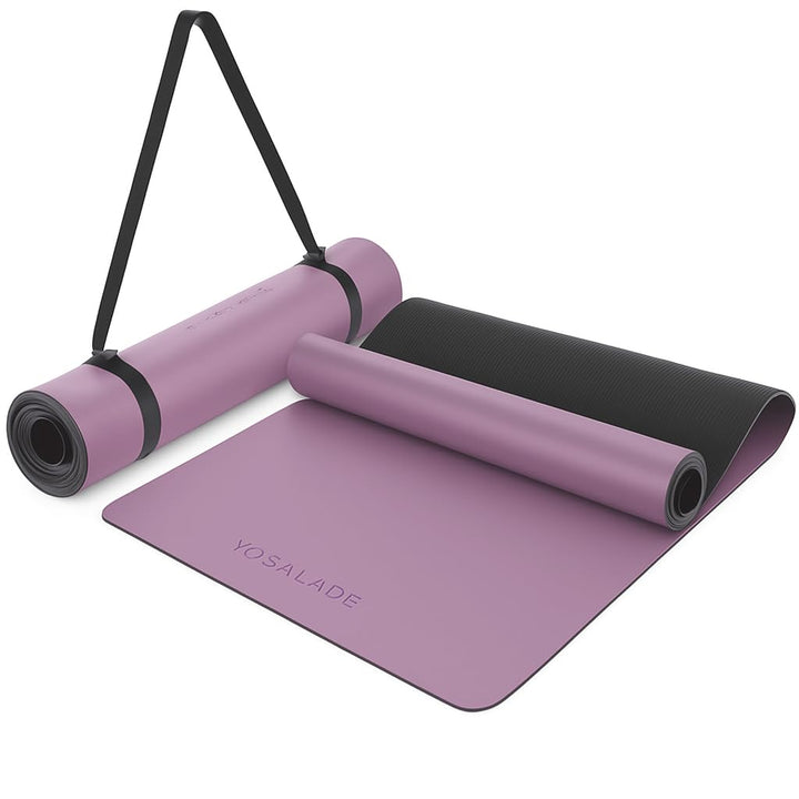 Premium Yoga-Matte STUDIO 185 x 68 x 0,4cm (extra gross) inkl. Gurt aus ECO PU & Naturkautschuk - An