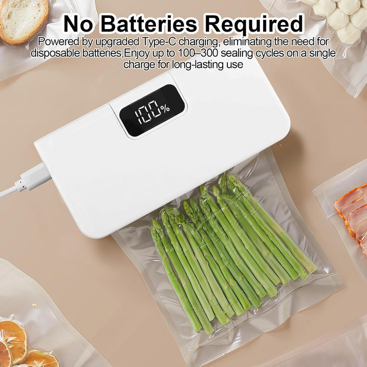 Mini Folienschweissgerät USB-C Aufladbar, 2 in 1 Tütenverschweisser mit Cutter, 6 Verstellbaren Gäng