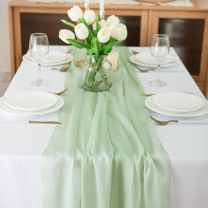 CHUQING Tischläufer Grün Chiffon Table Runner Hochzeit Tischdeko Läufer Tisch Stoff Tüll Hellgrün,70