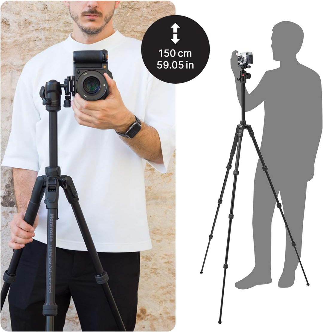 Manfrotto Befree Advanced AS, Kamerastativ, Drehverschluss, kompatibel mit Arca-Swiss, tragbares, ko