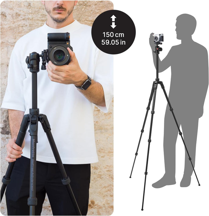 Manfrotto Befree Advanced AS, Kamerastativ, Drehverschluss, kompatibel mit Arca-Swiss, tragbares, ko