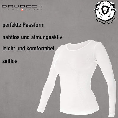 BRUBECK Damen Funktionsshirt Langarm | 41% Merino-Wolle | Atmungsaktiv | Funktionsunterwäsche | Atmu