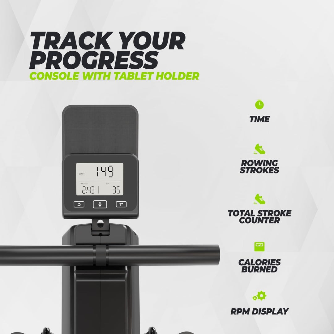 VirtuFit Row450 Rudergerät – Klappbar & Leicht – Transportrollen – Platzsparend Fitnessgerät für Zuh