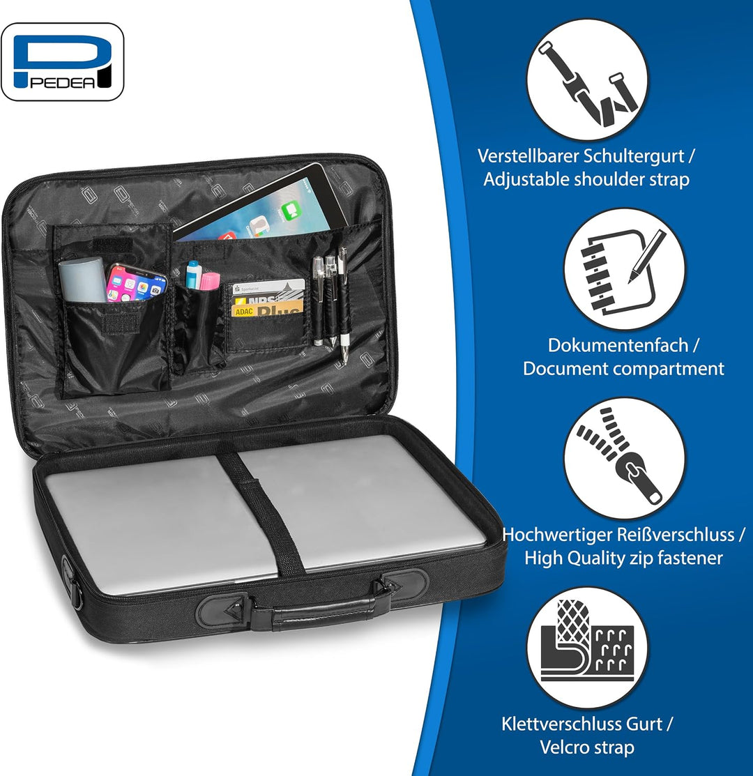 PEDEA Laptoptasche "Trendline" Umhängetasche Messenger Bag für 17,3 Zoll (43,9 cm) inkl. schnurloser