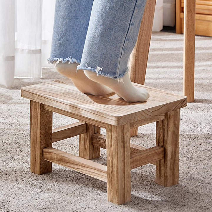 Fussbank aus Massivholz, tragbarer niedriger Hocker, Pflanzentisch, Schuhbank, Bank Sechseckig, Sech