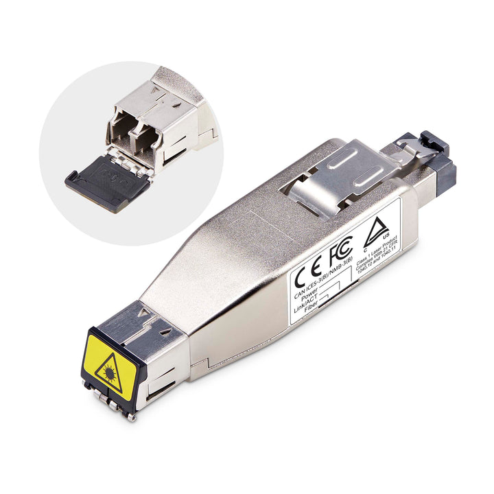 StarTech Gigabit Glasfaser auf RJ45 Konverter, PoE (D01ML55P-FIBER-MEDIA) | LWL Kupfer Umsetzer, Don
