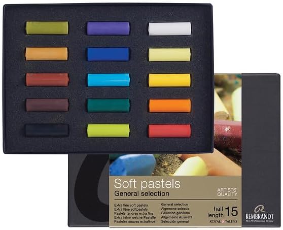 Rembrandt Professionelles Weiche Pastelle Set Allgemeine Farbauswahl | 15 Halbe Pastelle