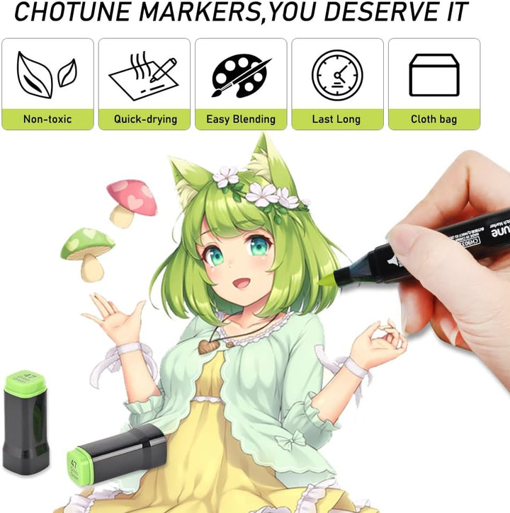 CHOTUNE 168 Farben Marker Set, 2023 Neueste Permanenter Marker, Einzigartiges Doppelkopf-Design, Aus