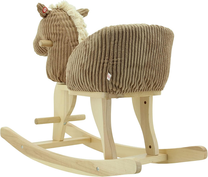 Sweety Toys 7080 Schaukeltier Schaukelpferd beige Cord mit Galoppgeräuschen und Pferdegewieher