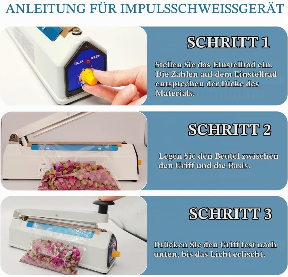 Folienschweissgerät Heisssiegelgerät 200mm Heisssiegelmaschine Eisengehäuse Balkenschweissgerät 5mm