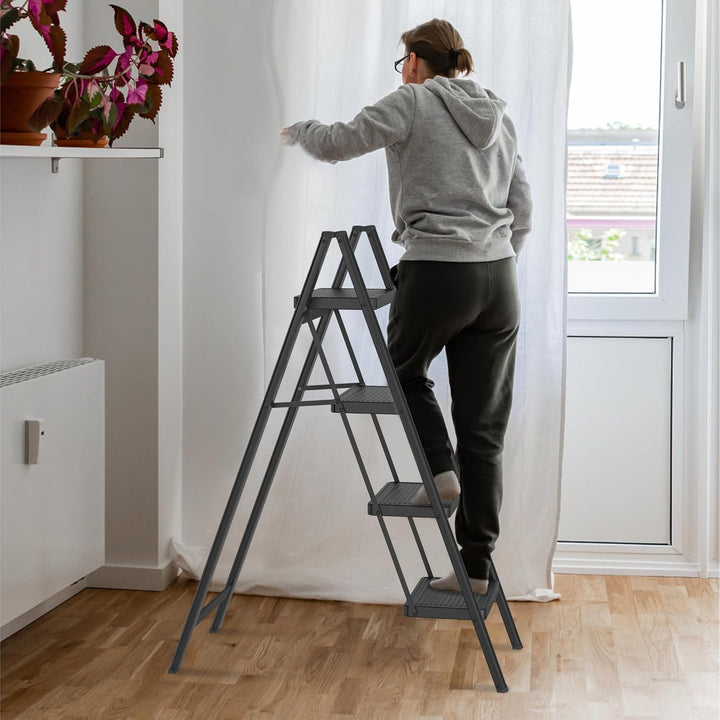 XMTECH Trittleiter 4 Stufen Klappbar, Leiter Klapp-Step-Hocker mit breitem Anti-Rutsch-Pedal, Tragba