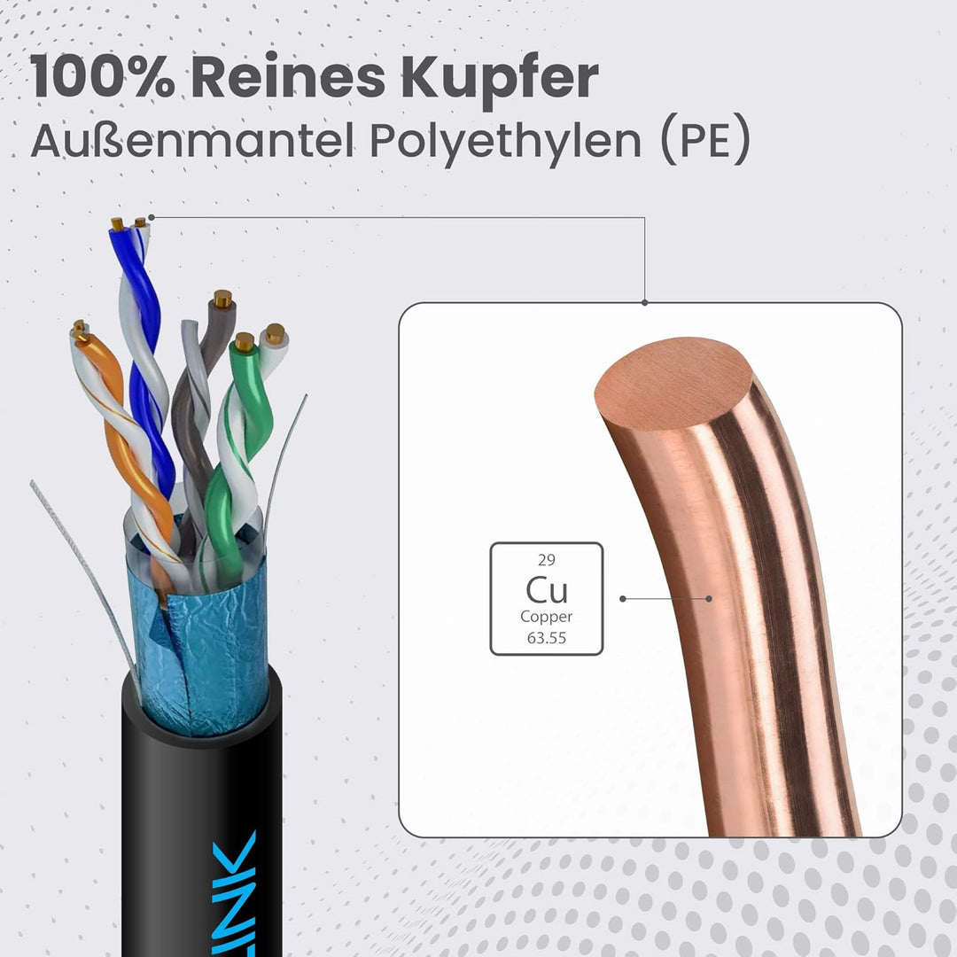 EXTRALINK CAT 5E FTP F/UTP mit Alufolie abgeschirmt Outdoor Ethernet Kabel 50 METER Extern Twisted P
