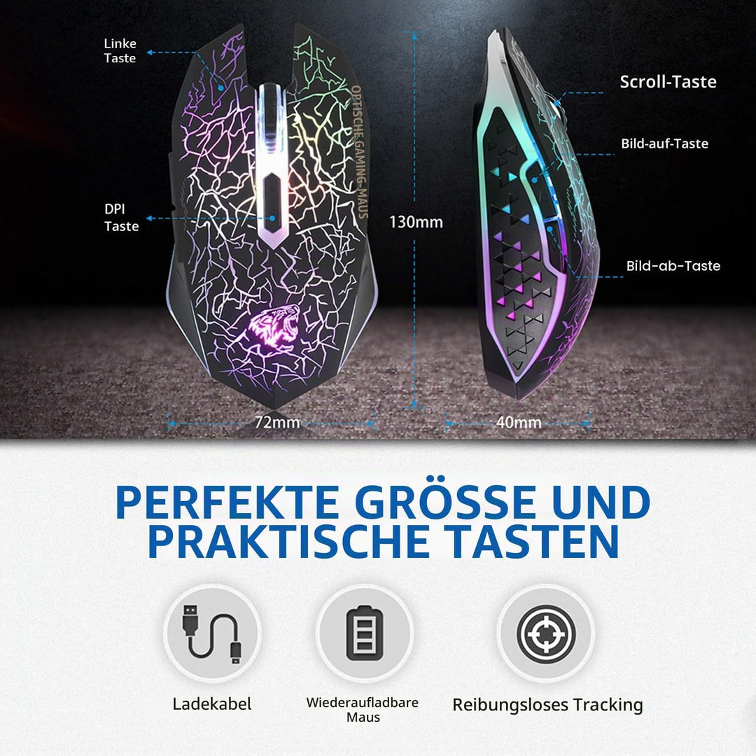 Uiosmuph M2 kabellos wiederaufladbar Gaming Maus Optische geräuschlos Mäuse mit Nano Empfänger 6 Tas