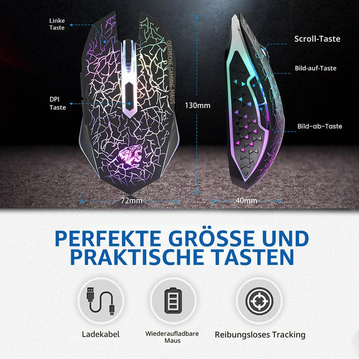 Uiosmuph M2 kabellos wiederaufladbar Gaming Maus Optische geräuschlos Mäuse mit Nano Empfänger 6 Tas