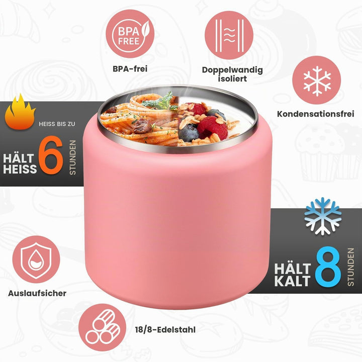 Itslife Thermobehälter für Essen 760ml, Edelstahl Warmhaltebehälter Essen mit Löffel, Thermo Lunchbo