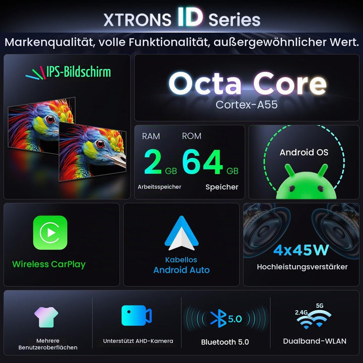 XTRONS Android Autoradio für VW T5 Golf 5, 9-Zoll Touchscreen-Autoradio mit Navi, Unterstützt GPS-Na