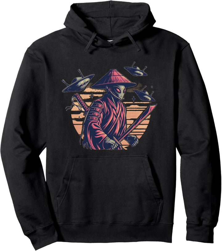 Retro Exterrestrische Japanische Samurai Krieger Pullover Hoodie