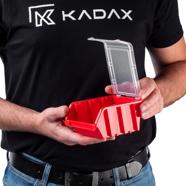 KADAX Stapelkiste mit Deckel, Lagerbox aus PP Kunststoff, Sichtlagerbox in verschiedenen Grössen und