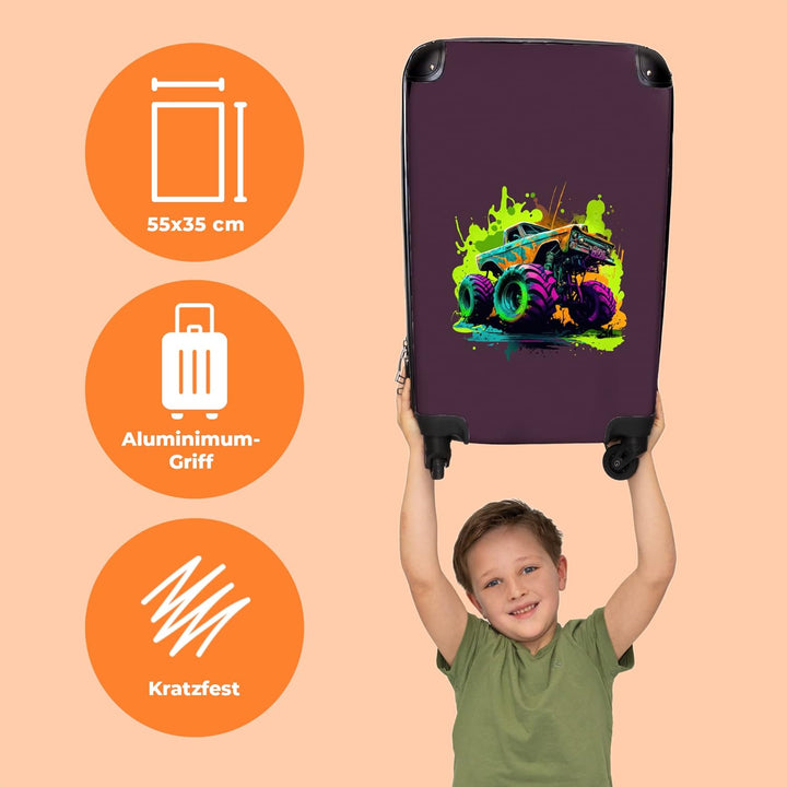 NoBoringSuitcases.com® Koffer Handgepäck Trolley Rollkoffer Kleine Reisekoffer mit 4 Rollen - Monste