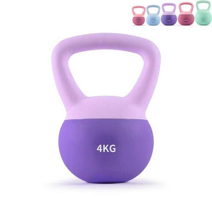 Soft Kettlebell 4-12kg - Bodenschonend und Leise, Eisensand-Kugelhantel mit ergonomischem Griff für