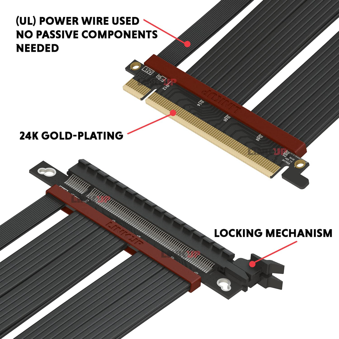 LINKUP - Extreme4+ PCIe 4.0 X16 Riser-Kabel [RTX4090 RX6950XT x570 Z690 Getestet] Twinax Abgeschirmt