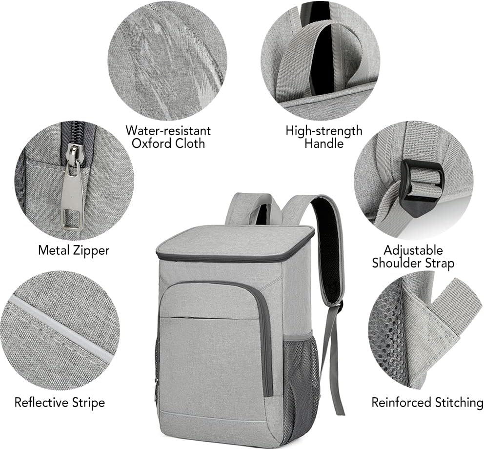 Lixada Kühl-Rucksack mit Kühlbox, Kühlbox, wasserdicht, zwei Etagen, für Camping, Wandern, Picknick,