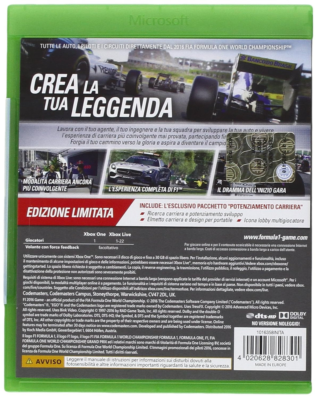 GIOCO XONE FORMULA 1 2016
