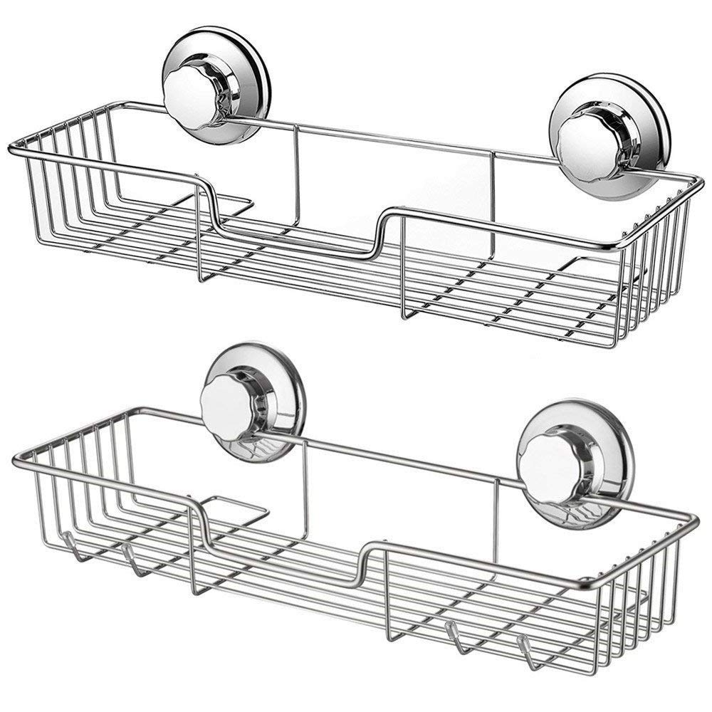 SANNO Saugduschwagen Bad Organizer Korb Seifenschale Halter mit Haken - 304 Edelstahl für Badezimmer
