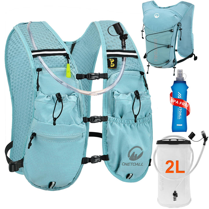 Laufweste Damen mit 2L TPU Trinkblase/500ml Trinkflasche, Leichter Trinkrucksack Laufen Herren 6L, R
