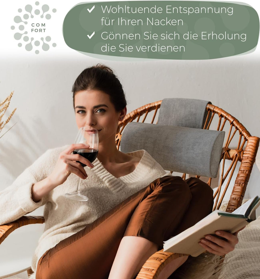 Nackenrolle für Sessel mit Gegengewicht (100% Memory Schaum), Nackenkissen Sofa Couch hängend, Nacke