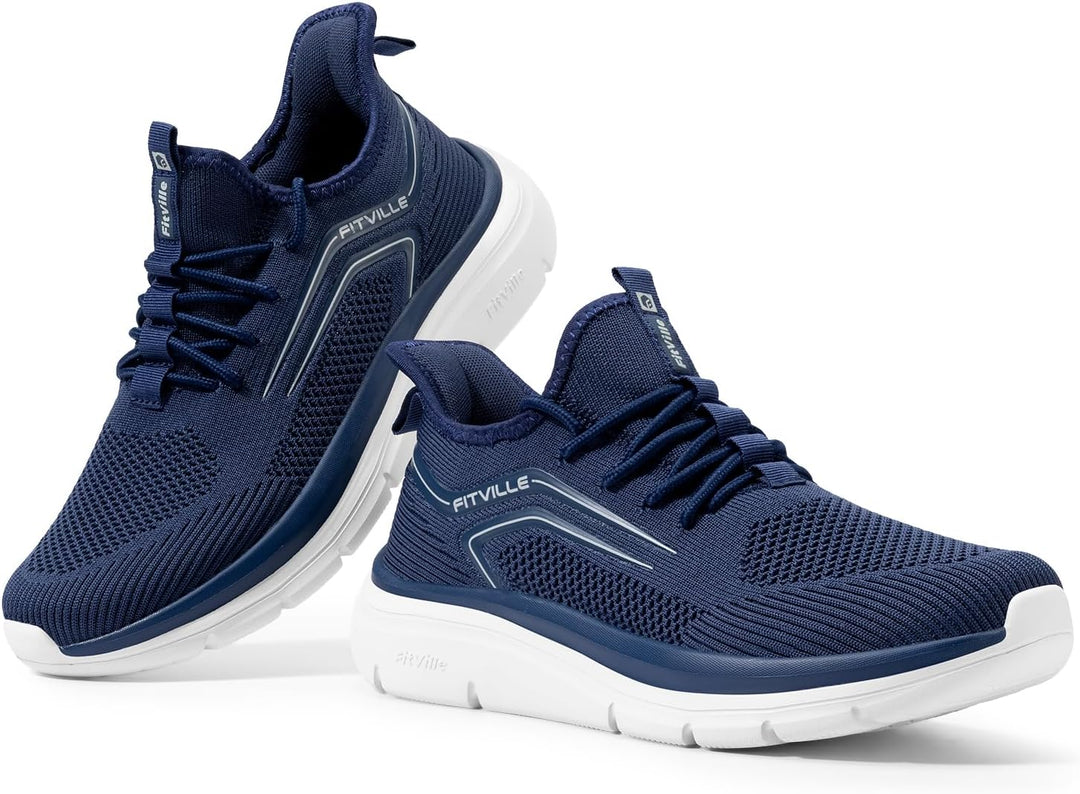 FitVille Extra Weit Laufschuhe Herren Gedämpft Joggingschuhe Helle Sohle Strassenlaufschuhe Atmungsa