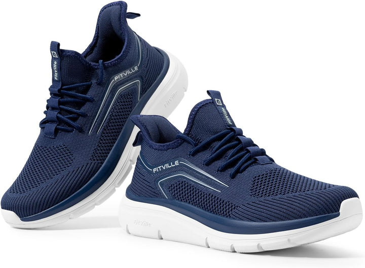 FitVille Extra Weit Laufschuhe Herren Gedämpft Joggingschuhe Helle Sohle Strassenlaufschuhe Atmungsa