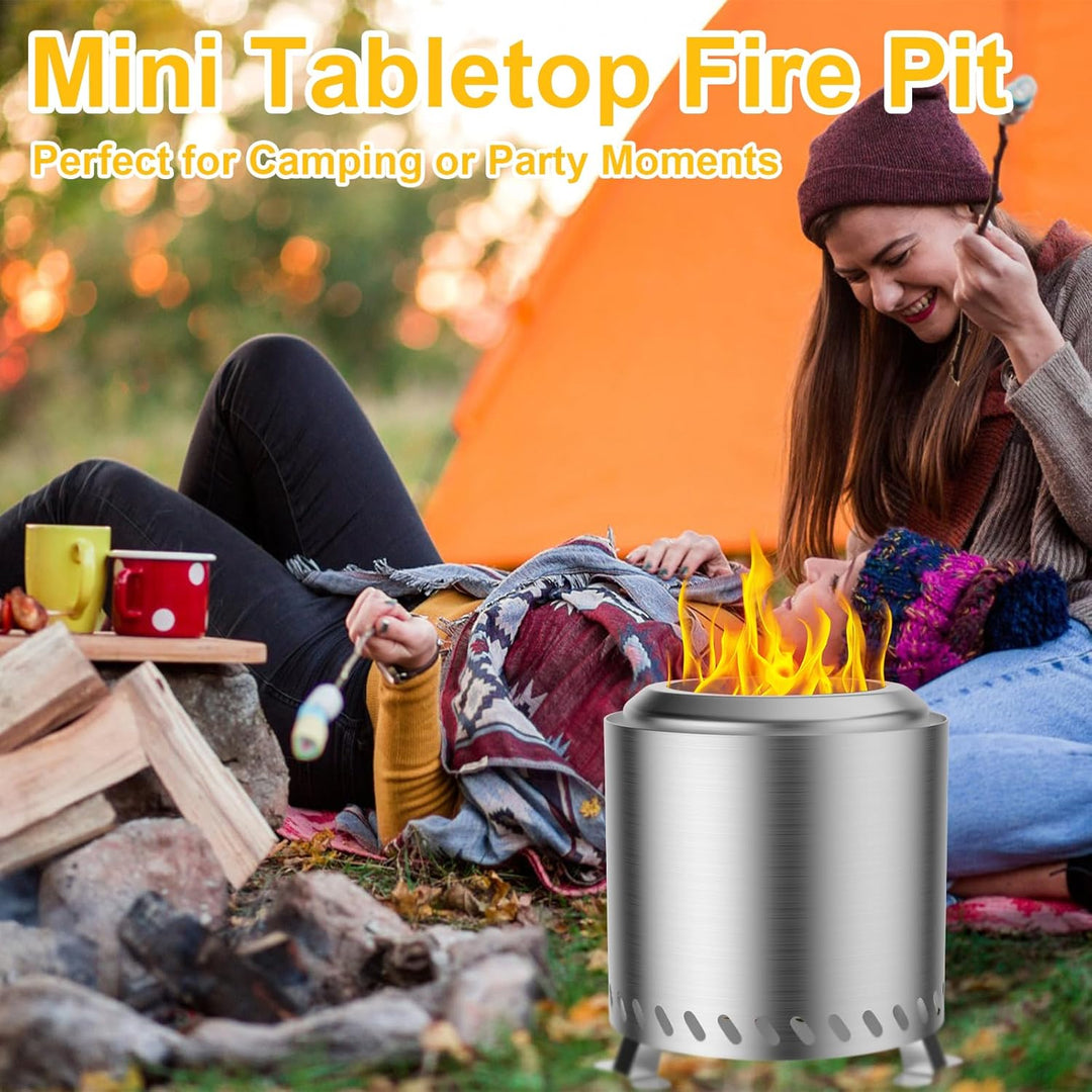 Feuerschale Outdoor, Rauchfreie Feuerstelle Edelstahl 22x22x26cm Mini Tischkamin Feuerkorb Feuertonn