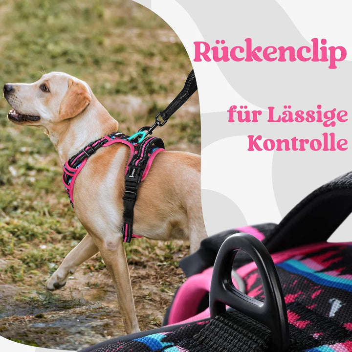 rabbitgoo Hundegeschirr Grosse Hunde Leichtes Anlegen, L, Bergrosa | Anti Zug, Ohne Kopfdurchzug, Ha
