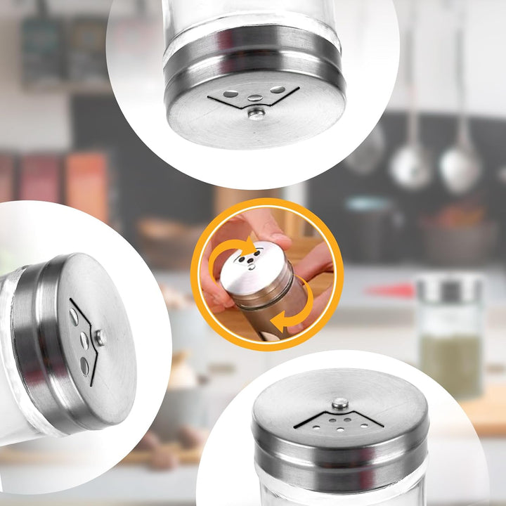 STARVAST 24 Gewürzgläser 100 ml Set, Gewürzstreuer Glas leer mit 2 Bögen Etiketten, transparente Gew