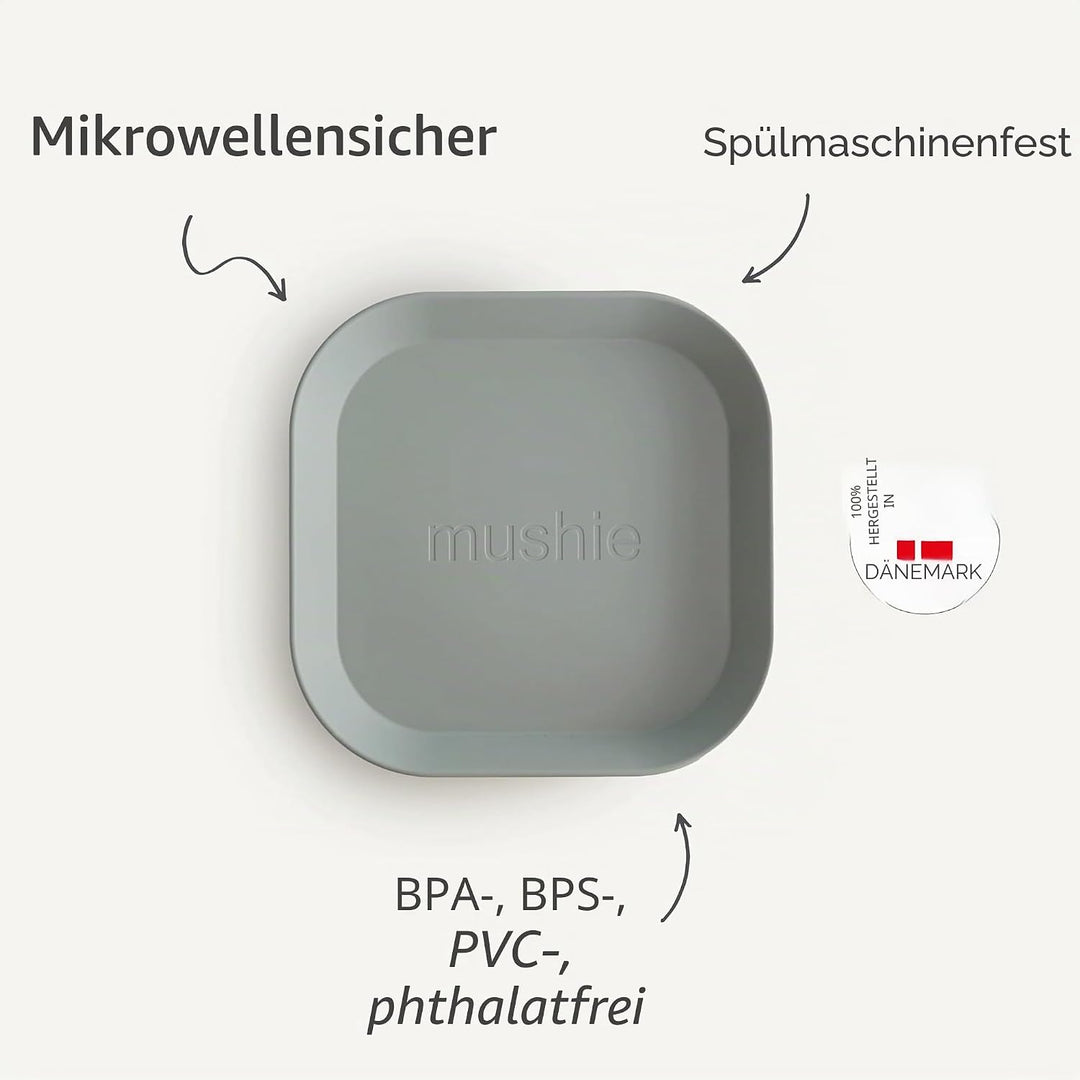 Mushie Quadratische Geschirrteller für Kinder | 2er-Set | wiederverwendbar BPA-frei | spülmaschinenf