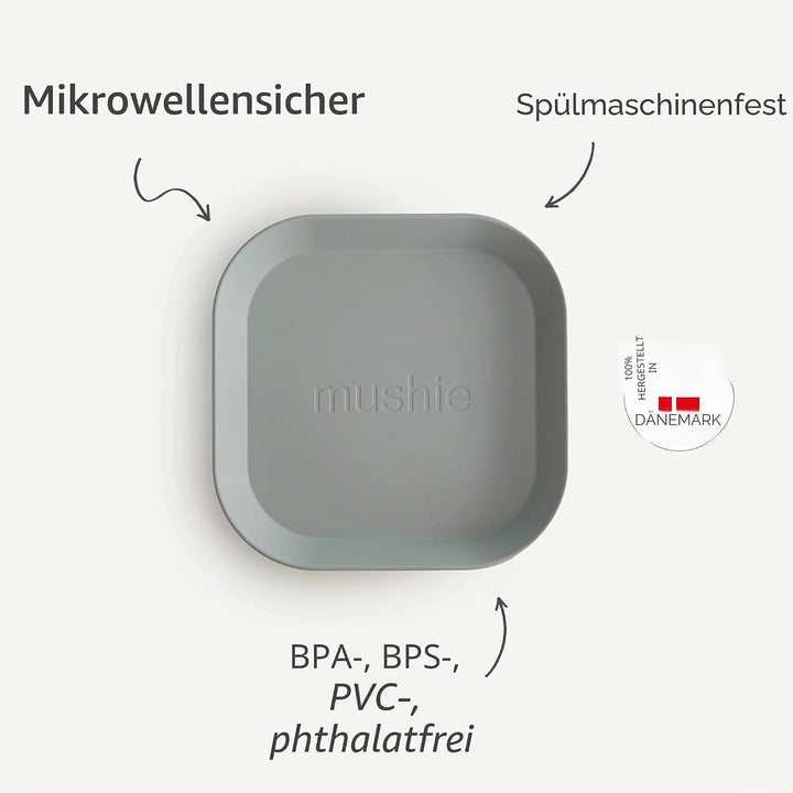 Mushie Quadratische Geschirrteller für Kinder | 2er-Set | wiederverwendbar BPA-frei | spülmaschinenf