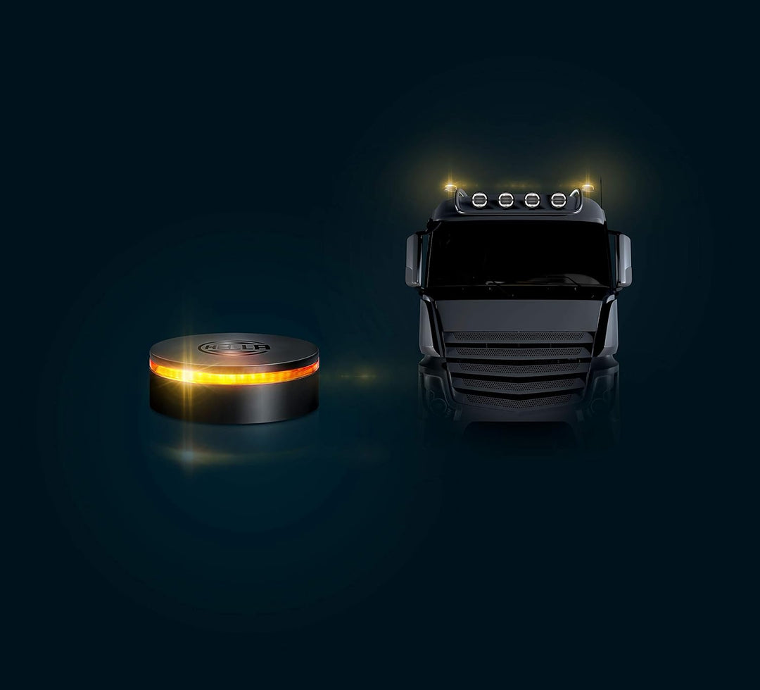HELLA - LED-Blitz-Kennleuchte - K-LED Rebelution - 24/12V - gelb - Anbau/Magnetbefestigung - Kabel: