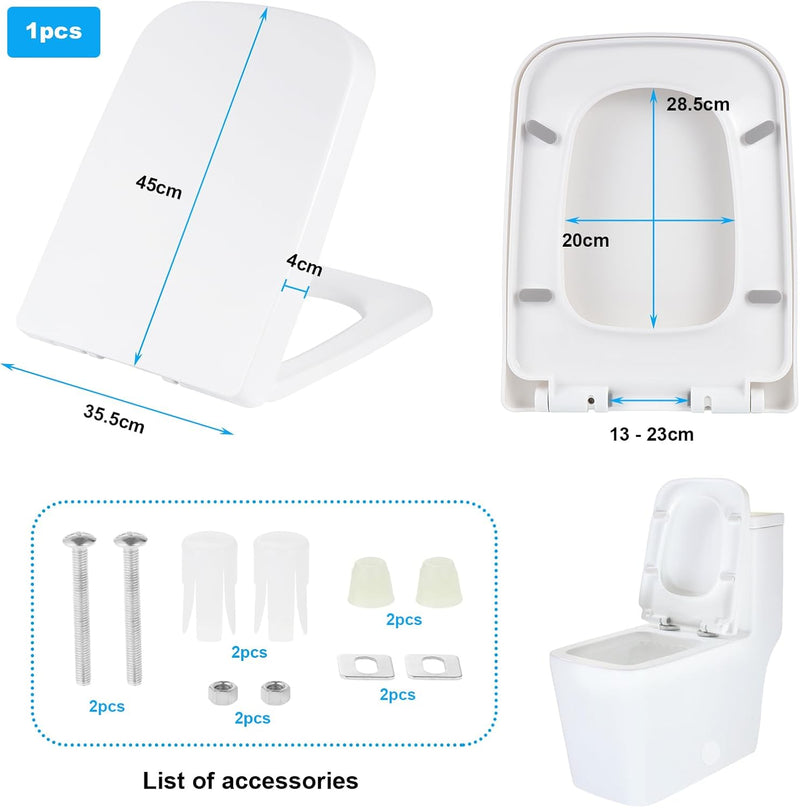 KEESIN Toilettendeckel,WC Sitz mit Absenkautomatik Toilettendeckel Klodeckel Klobrille mit Quick-Rel