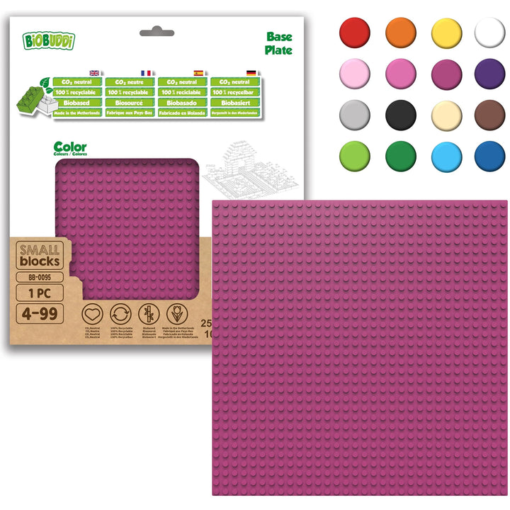 BIOBUDDI Grundplatte Bauplatte Fuchsia Magenta Rot Pink Rosa 32 x 32 Noppen (25x25cm), 100% kompatib