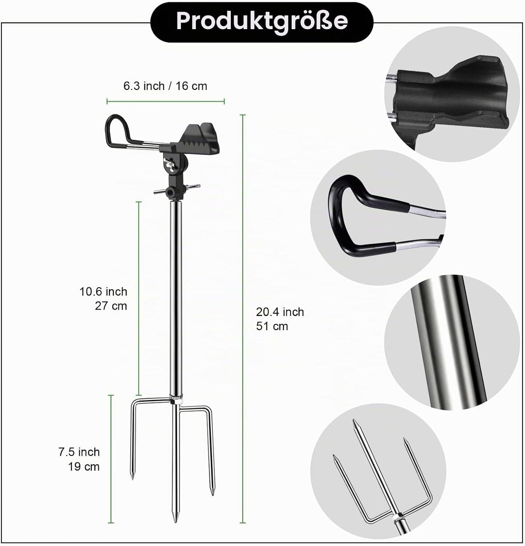 AVCMOTO Rutenhalter, 2 Stück Universal Edelstahl Angelrutenhalter, Angelzubehör 360° Verstellbar Rut