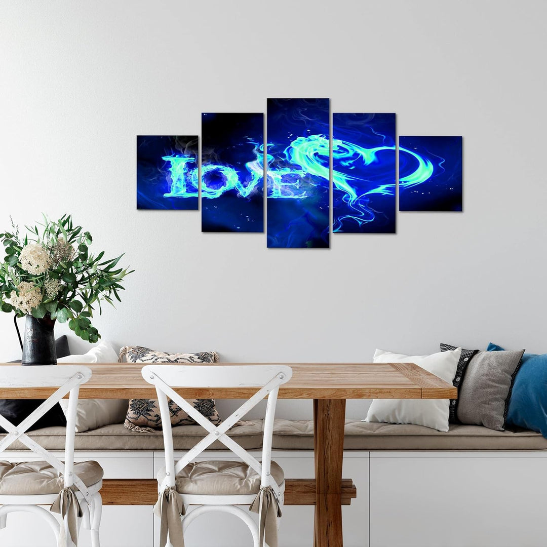 Runa Art Wandbilder Abstrakt Feuer Love 5 Teilig Bild auf Vlies Leinwand Deko Wohnzimmer Schlafzimme