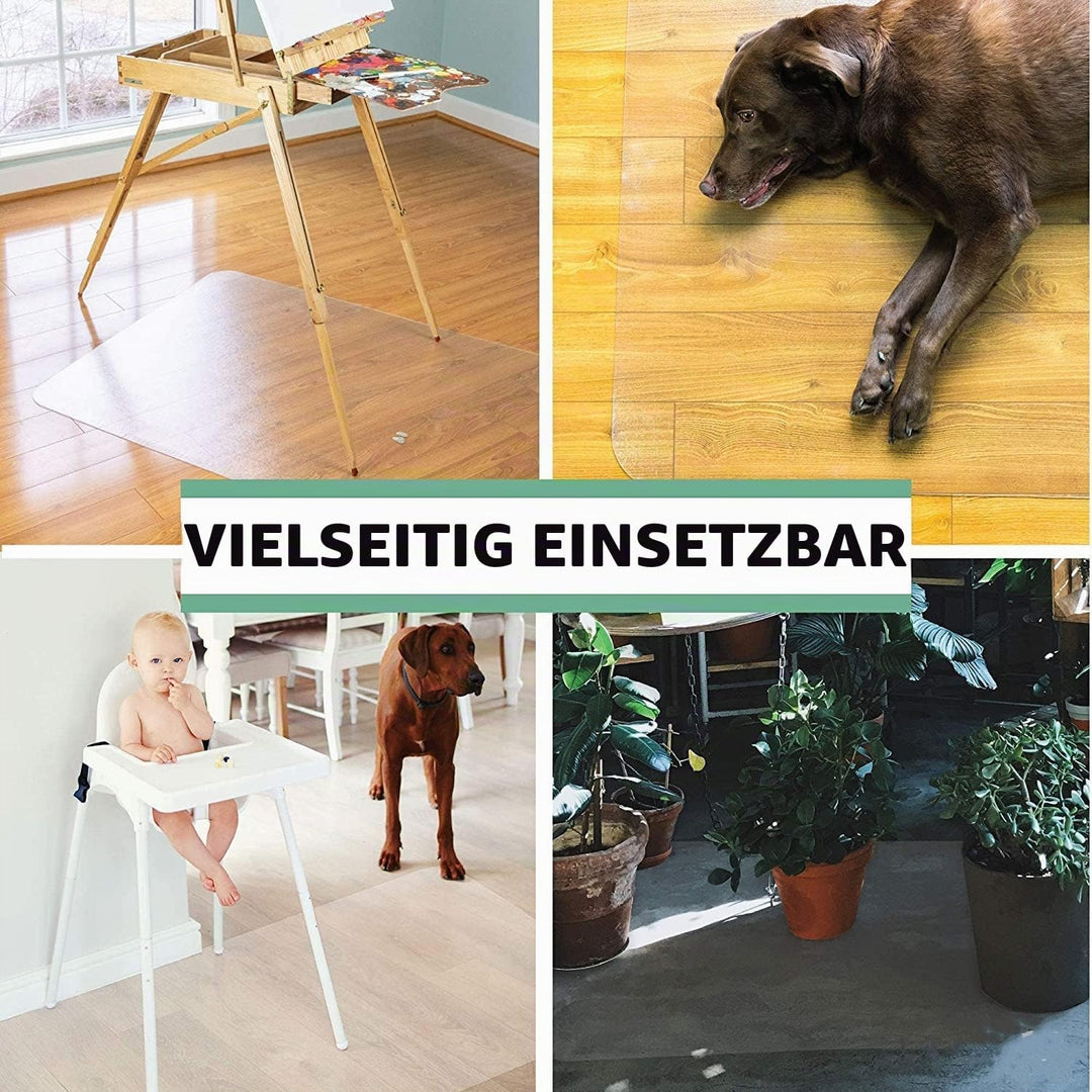 Transparente Stuhlmatte für Harte Böden, 75 x 120 cm, rechteckig, hohe Schlagfestigkeit, rutschfest,