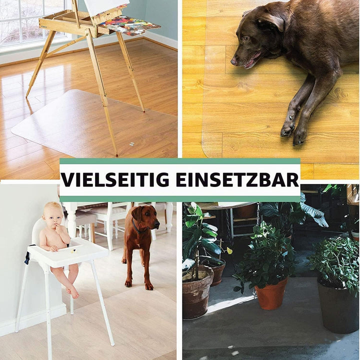 Transparente Stuhlmatte für Harte Böden, 75 x 120 cm, rechteckig, hohe Schlagfestigkeit, rutschfest,