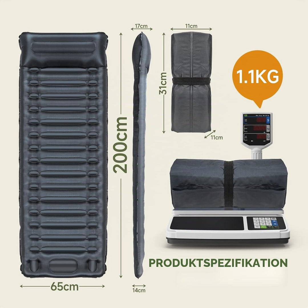 Camping Isomatte 14cm Dick mit Fusspresse Pumpe,Upgrade Campingmatte Verdickte Schlafmatte Outdoor m