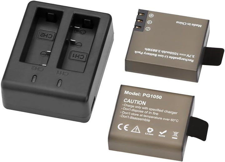 AKASO 2x1050mAh Akku mit USB Dual Charger für EK7000/EK7000 Pro/Brave 4