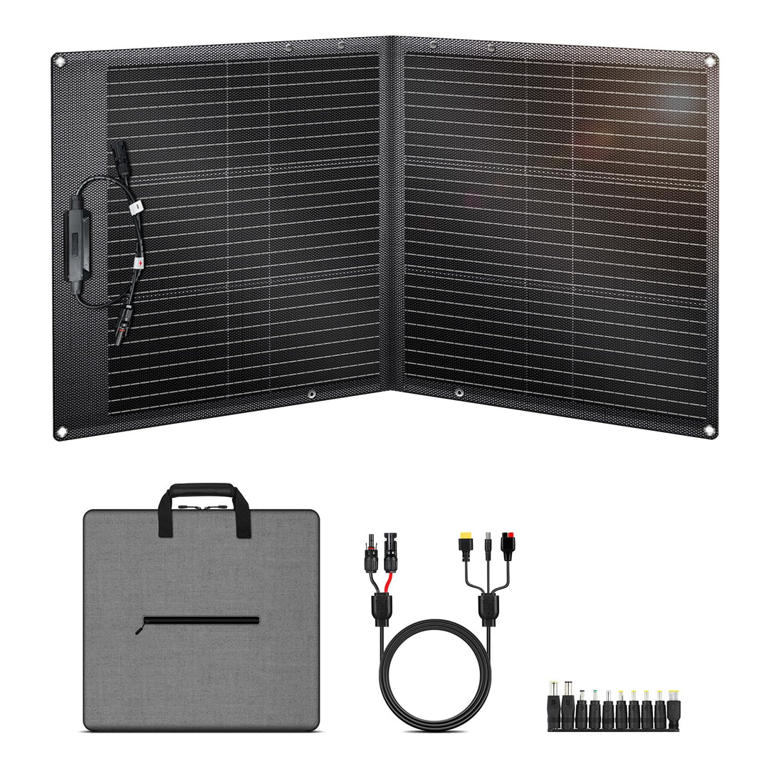 100W Tragbares Solarpanel, Faltbares Solarladegerät mit 10 Anschlüssen, 23% Hoher Wirkungsgrad, 20.5